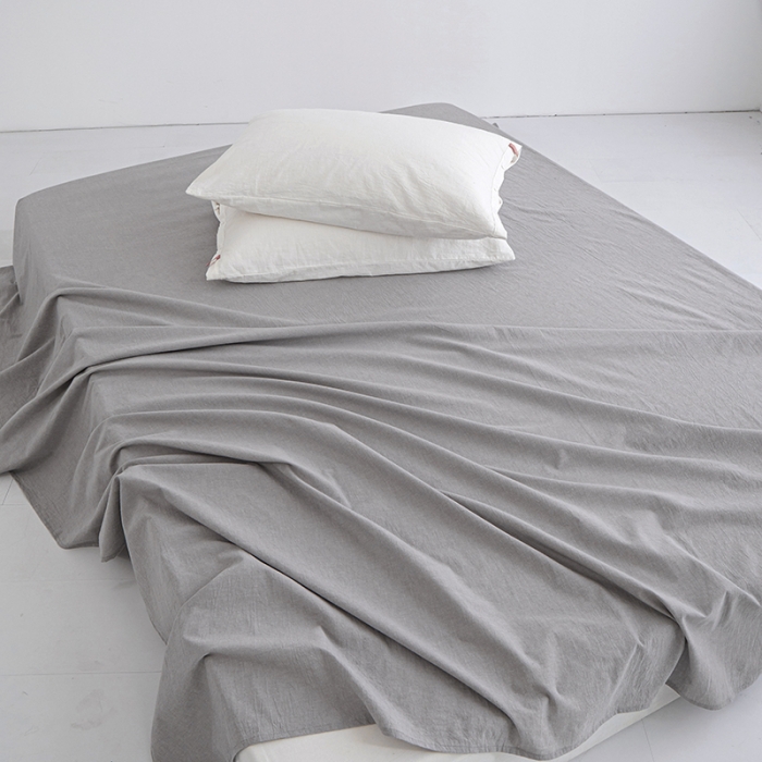 91家纺网 家纺一手货源 找家纺 安莱生活 2023新款水洗棉全棉色织高支高密纽扣款工艺单品床单 银灰