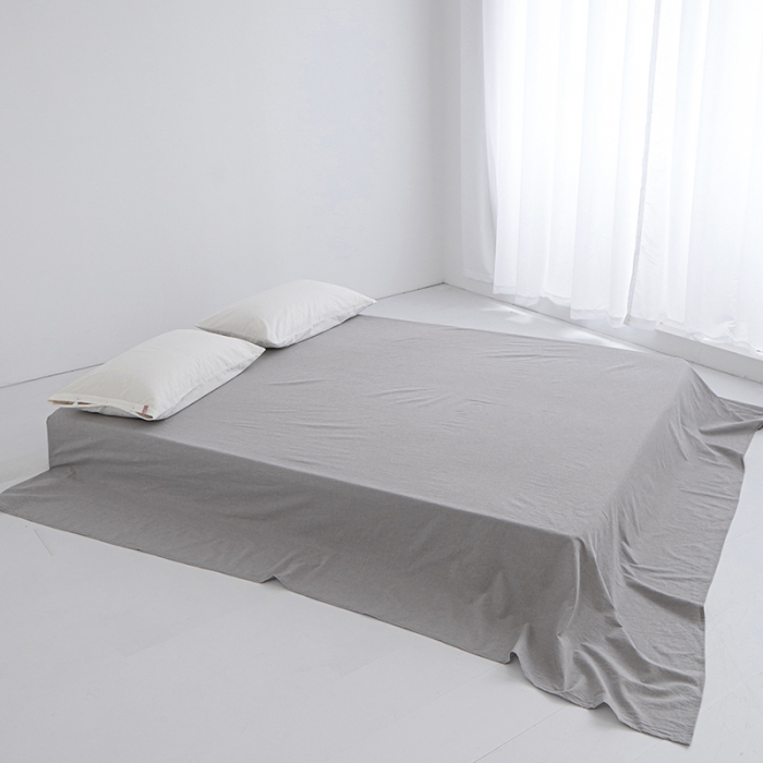 91家纺网 家纺一手货源 找家纺 安莱生活 2023新款水洗棉全棉色织高支高密纽扣款工艺单品床单 银灰