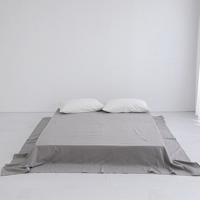 91家纺网 家纺一手货源 找家纺 安莱生活 2023新款水洗棉全棉色织高支高密纽扣款工艺单品床单 银灰