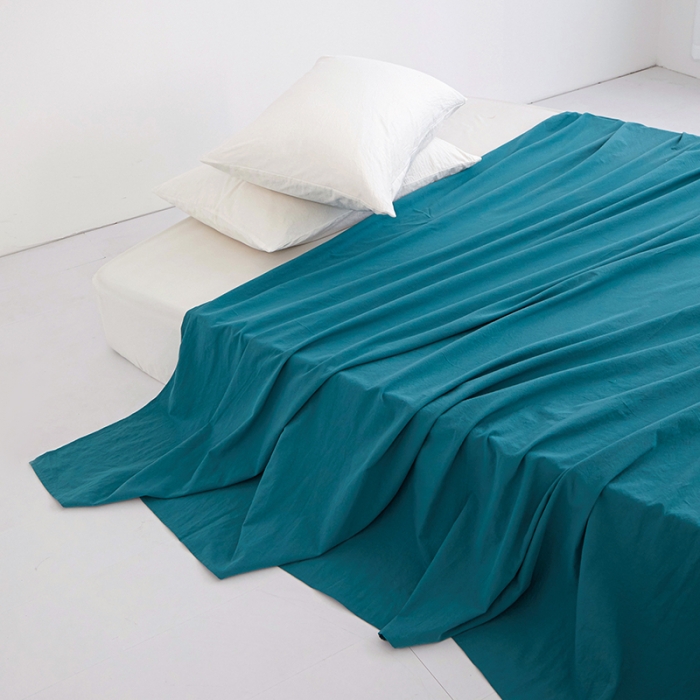 91家纺网 家纺一手货源 找家纺 安莱生活 2023新款水洗棉全棉色织高支高密纽扣款工艺单品床单 筠雾