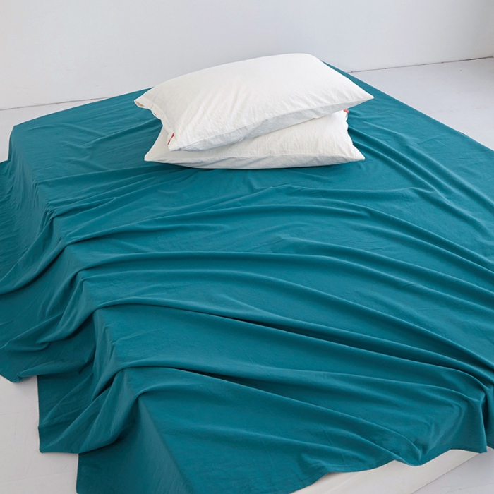 91家纺网 家纺一手货源 找家纺 安莱生活 2023新款水洗棉全棉色织高支高密纽扣款工艺单品床单 筠雾