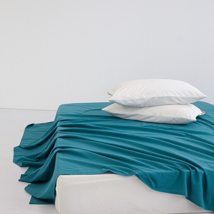 91家纺网 家纺一手货源 找家纺 安莱生活 2023新款水洗棉全棉色织高支高密纽扣款工艺单品床单 筠雾