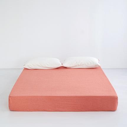 91家纺网 家纺一手货源 找家纺 安莱生活 2023新款水洗棉全棉色织高支高密纽扣款工艺单品床笠 橘红