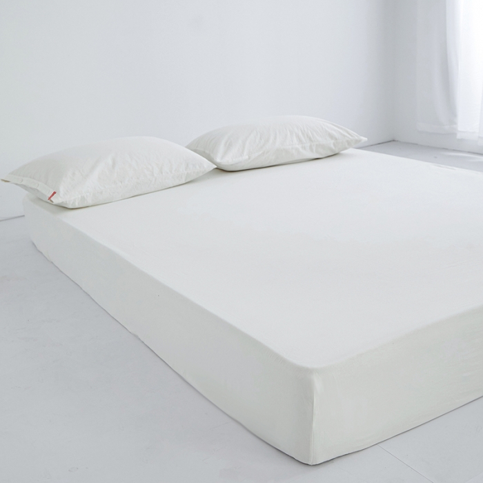 91家纺网 家纺一手货源 找家纺 安莱生活 2023新款水洗棉全棉色织高支高密纽扣款工艺单品床笠 纯白