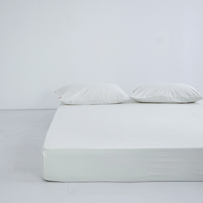 91家纺网 家纺一手货源 找家纺 安莱生活 2023新款水洗棉全棉色织高支高密纽扣款工艺单品床笠 纯白