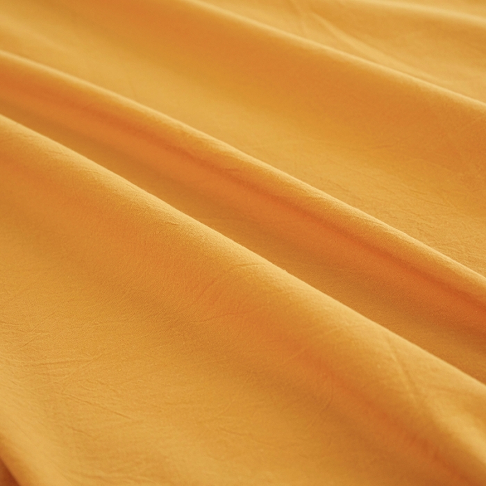 91家纺网 家纺一手货源 找家纺 安莱生活 2023新款水洗棉全棉色织高支高密纽扣款工艺单品床笠 姜黄