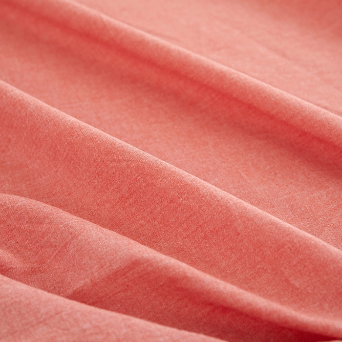 91家纺网 家纺一手货源 找家纺 安莱生活 2023新款水洗棉全棉色织高支高密纽扣款工艺单品床笠 橘红