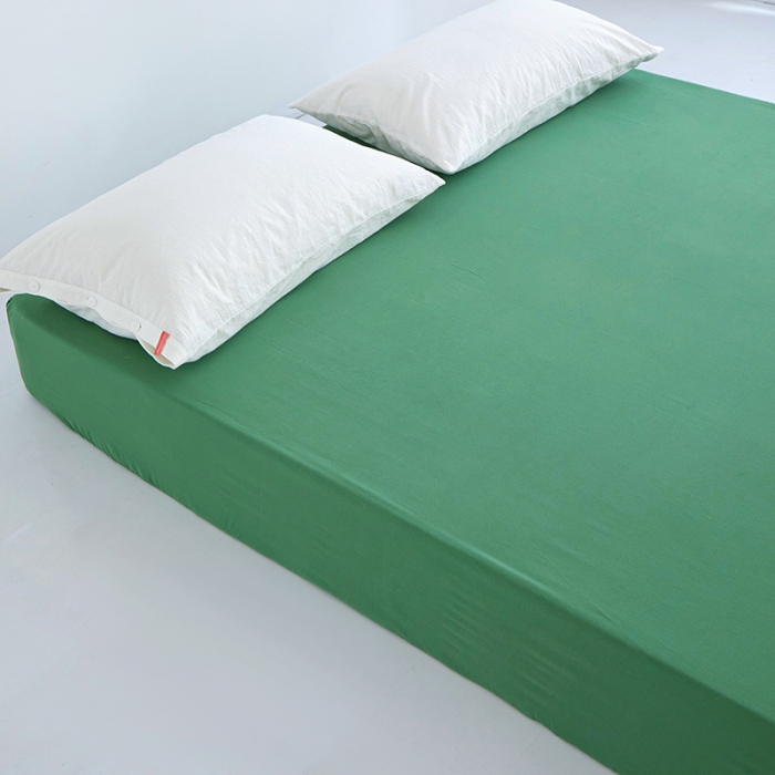 91家纺网 家纺一手货源 找家纺 安莱生活 2023新款水洗棉全棉色织高支高密纽扣款工艺单品床笠 军绿