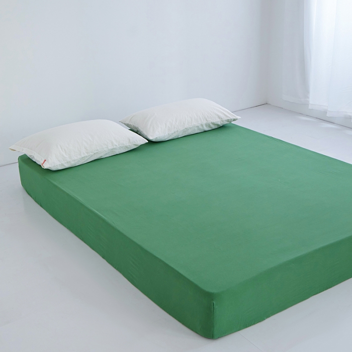 91家纺网 家纺一手货源 找家纺 安莱生活 2023新款水洗棉全棉色织高支高密纽扣款工艺单品床笠 军绿