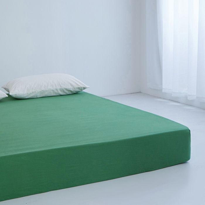 91家纺网 家纺一手货源 找家纺 安莱生活 2023新款水洗棉全棉色织高支高密纽扣款工艺单品床笠 军绿