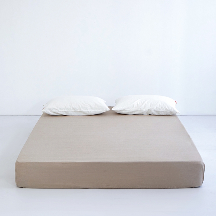 91家纺网 家纺一手货源 找家纺 安莱生活 2023新款水洗棉全棉色织高支高密纽扣款工艺单品床笠 卡其