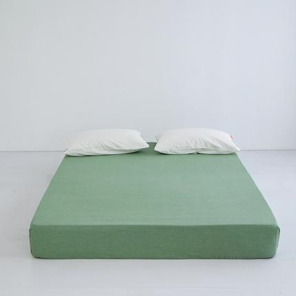 安莱生活 2023新款水洗棉全棉色织高支高密纽扣款工艺单品床笠 嫩绿