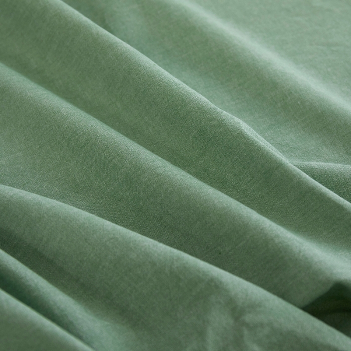 91家纺网 家纺一手货源 找家纺 安莱生活 2023新款水洗棉全棉色织高支高密纽扣款工艺单品床笠 嫩绿