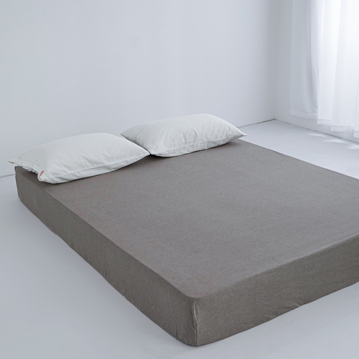 91家纺网 家纺一手货源 找家纺 安莱生活 2023新款水洗棉全棉色织高支高密纽扣款工艺单品床笠 浅咖