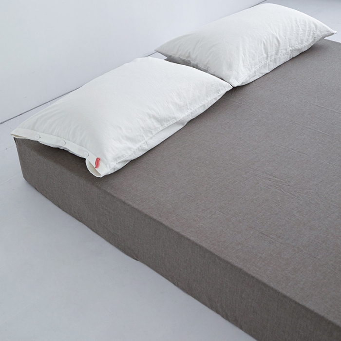 91家纺网 家纺一手货源 找家纺 安莱生活 2023新款水洗棉全棉色织高支高密纽扣款工艺单品床笠 浅咖