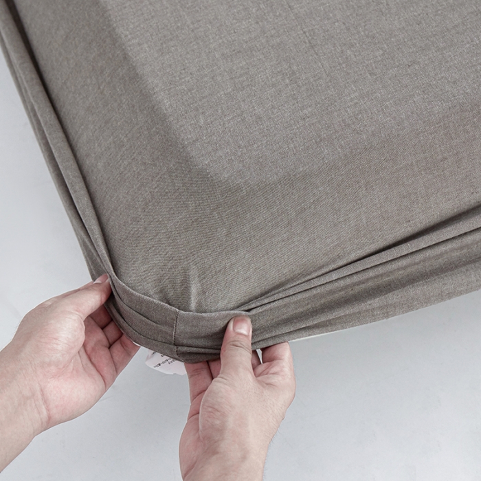 91家纺网 家纺一手货源 找家纺 安莱生活 2023新款水洗棉全棉色织高支高密纽扣款工艺单品床笠 浅咖