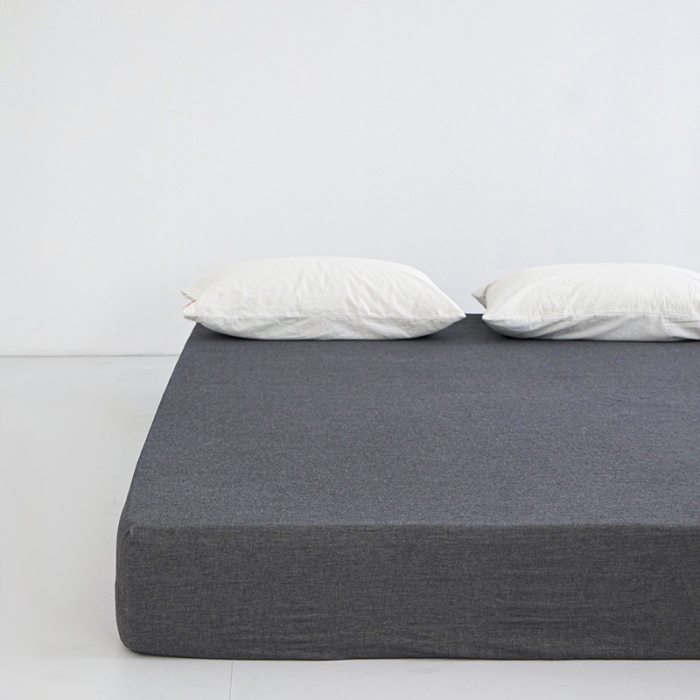 91家纺网 家纺一手货源 找家纺 安莱生活 2023新款水洗棉全棉色织高支高密纽扣款工艺单品床笠 深灰