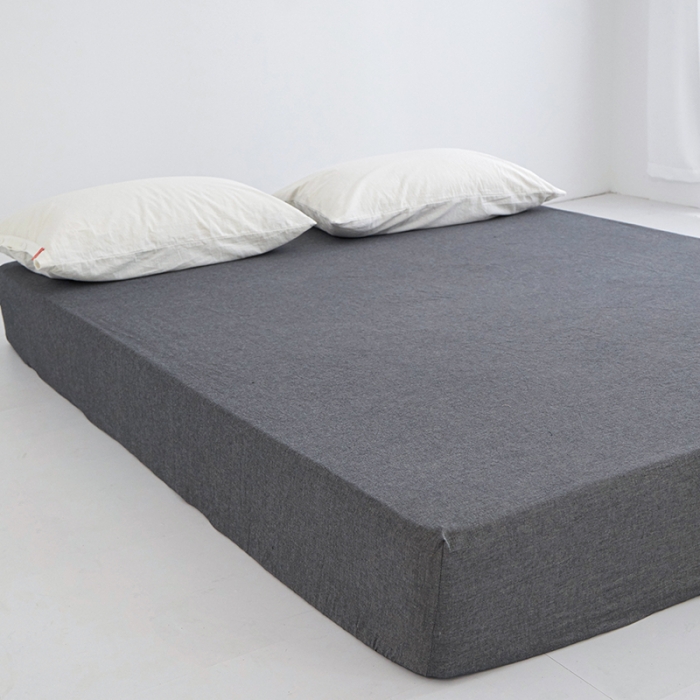 91家纺网 家纺一手货源 找家纺 安莱生活 2023新款水洗棉全棉色织高支高密纽扣款工艺单品床笠 深灰