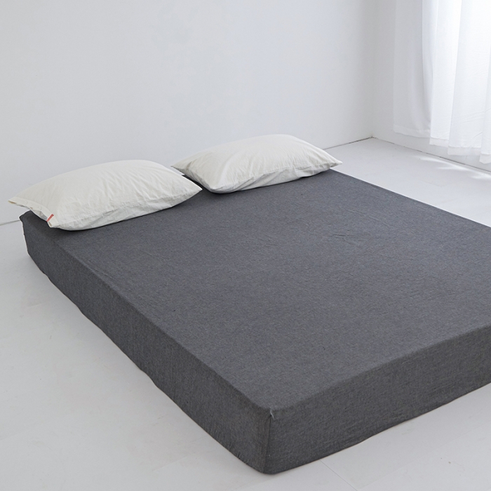 91家纺网 家纺一手货源 找家纺 安莱生活 2023新款水洗棉全棉色织高支高密纽扣款工艺单品床笠 深灰