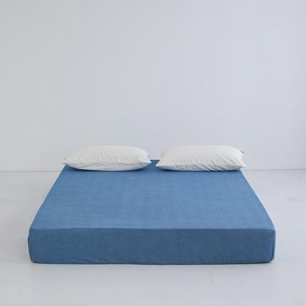 安莱生活 2023新款水洗棉全棉色织高支高密纽扣款工艺单品床笠 深蓝