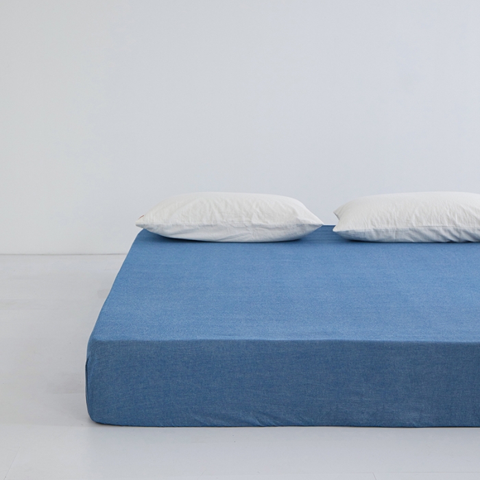 91家纺网 家纺一手货源 找家纺 安莱生活 2023新款水洗棉全棉色织高支高密纽扣款工艺单品床笠 深蓝