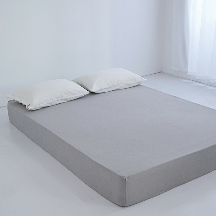 91家纺网 家纺一手货源 找家纺 安莱生活 2023新款水洗棉全棉色织高支高密纽扣款工艺单品床笠 银灰