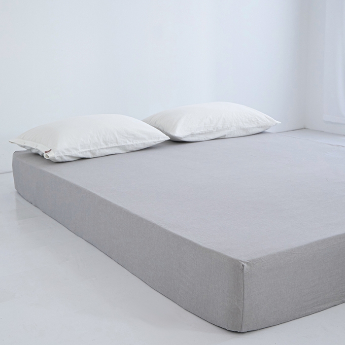 91家纺网 家纺一手货源 找家纺 安莱生活 2023新款水洗棉全棉色织高支高密纽扣款工艺单品床笠 银灰