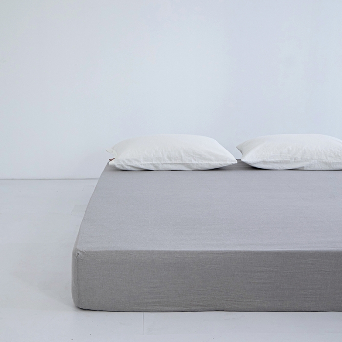 91家纺网 家纺一手货源 找家纺 安莱生活 2023新款水洗棉全棉色织高支高密纽扣款工艺单品床笠 银灰