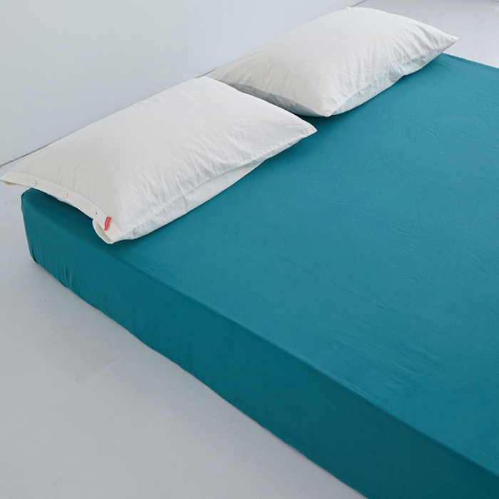 91家纺网 家纺一手货源 找家纺 安莱生活 2023新款水洗棉全棉色织高支高密纽扣款工艺单品床笠 筠雾