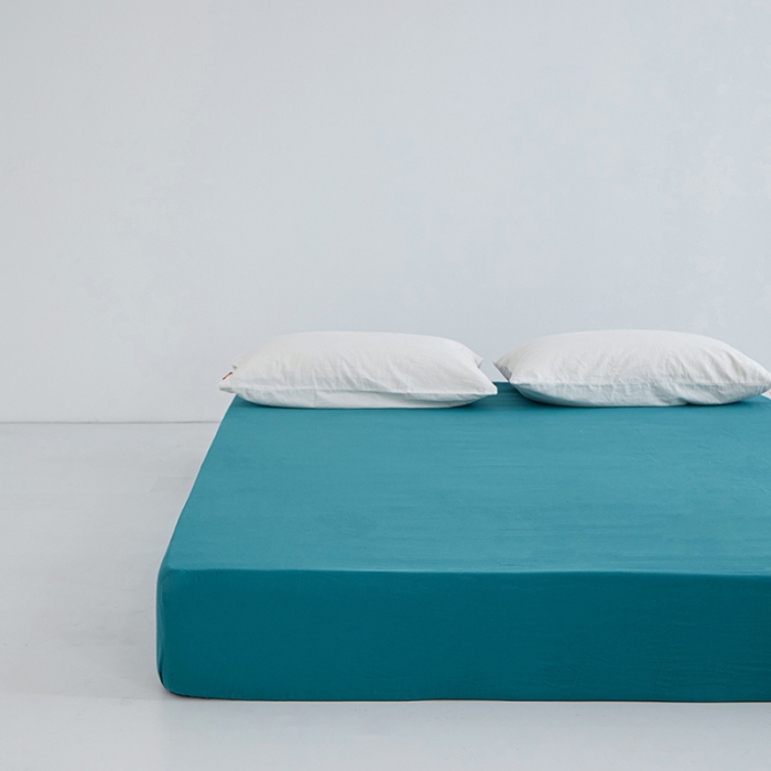 91家纺网 家纺一手货源 找家纺 安莱生活 2023新款水洗棉全棉色织高支高密纽扣款工艺单品床笠 筠雾