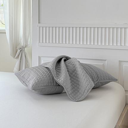 纯棉枕芯保护套酒店绗缝三层夹棉枕头隔离层家用成人透气枕头套子 灰色