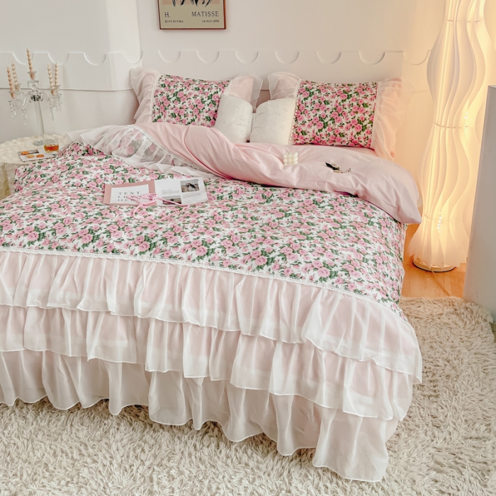 91家纺网 家纺一手货源 找家纺 （总）潮邦创意家居2025新款13372全棉法式工艺款四件套学生三件套