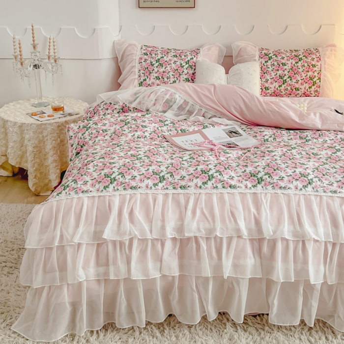 91家纺网 家纺一手货源 找家纺 （总）潮邦创意家居2025新款13372全棉法式工艺款四件套学生三件套