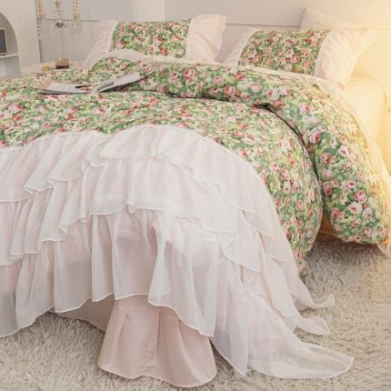 潮邦创意家居 新款13372全棉法式工艺款四件套学生三件套 枫清