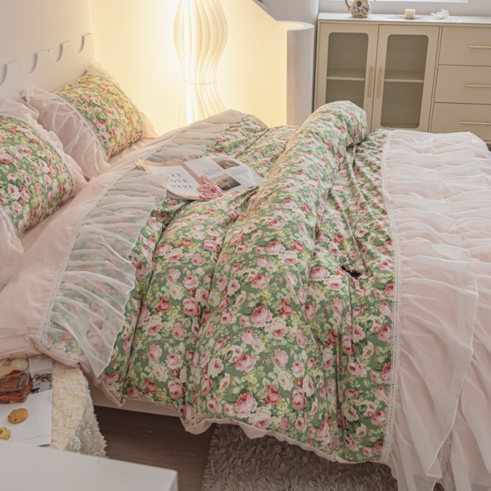 91家纺网 家纺一手货源 找家纺 潮邦创意家居 新款13372全棉法式工艺款四件套学生三件套 枫清