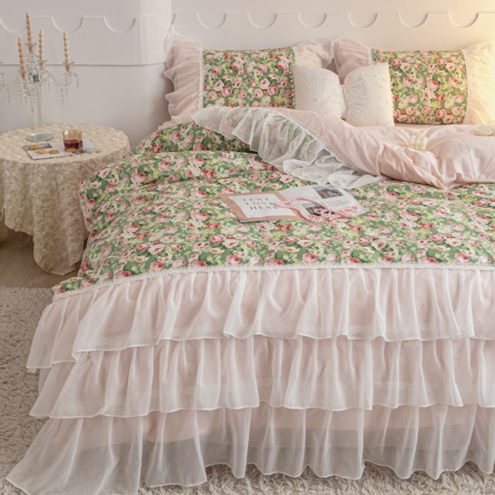 91家纺网 家纺一手货源 找家纺 潮邦创意家居 新款13372全棉法式工艺款四件套学生三件套 枫清