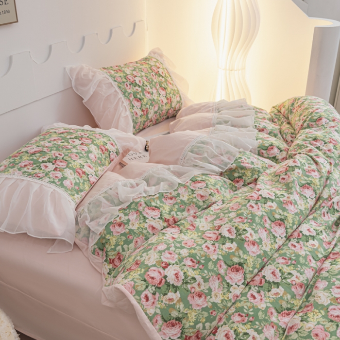 91家纺网 家纺一手货源 找家纺 潮邦创意家居 新款13372全棉法式工艺款四件套学生三件套 枫清