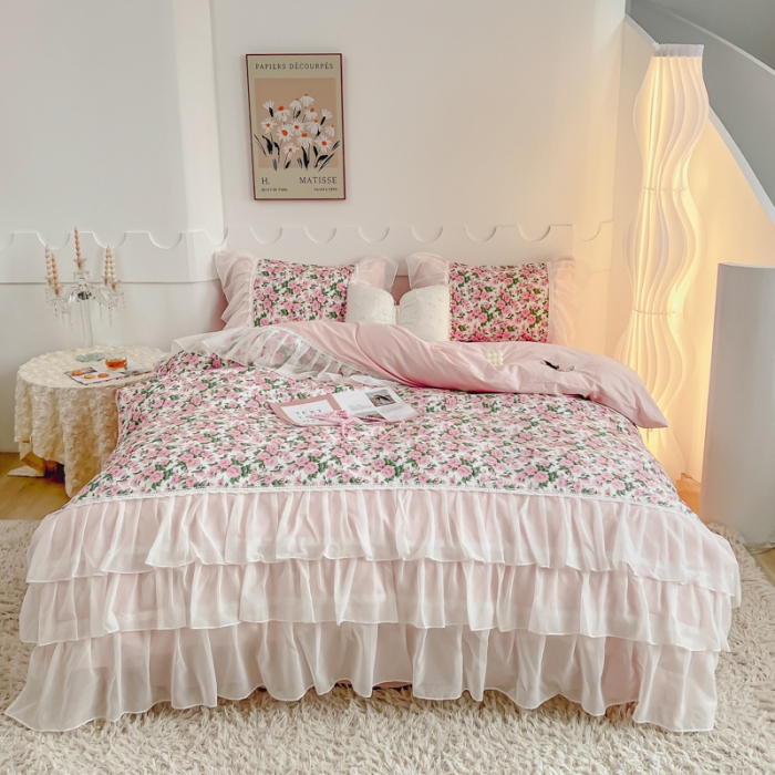 91家纺网 家纺一手货源 找家纺 潮邦创意家居 新款13372全棉法式工艺款四件套学生三件套 幻露