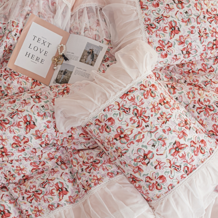 91家纺网 家纺一手货源 找家纺 潮邦创意家居 新款13372全棉法式工艺款四件套学生三件套 浅曦