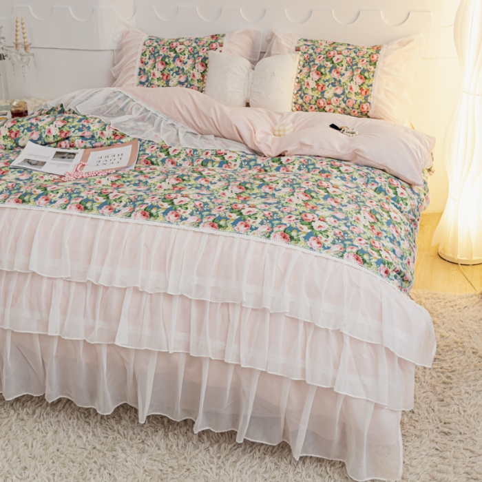 91家纺网 家纺一手货源 找家纺 潮邦创意家居 新款13372全棉法式工艺款四件套学生三件套 青城