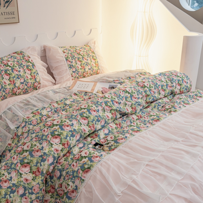 91家纺网 家纺一手货源 找家纺 潮邦创意家居 新款13372全棉法式工艺款四件套学生三件套 青城