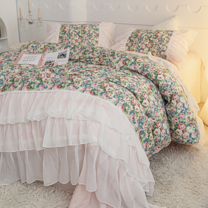 91家纺网 家纺一手货源 找家纺 潮邦创意家居 新款13372全棉法式工艺款四件套学生三件套 青城