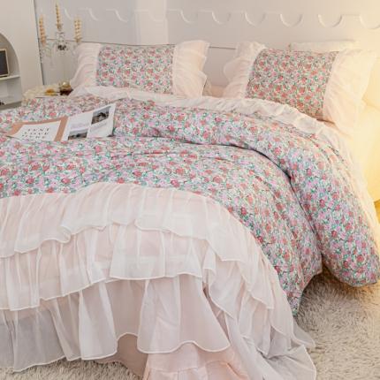 潮邦创意家居 新款13372全棉法式工艺款四件套学生三件套 素玄