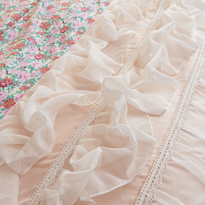 91家纺网 家纺一手货源 找家纺 潮邦创意家居 新款13372全棉法式工艺款四件套学生三件套 素玄