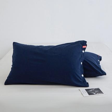 91家纺网 家纺一手货源 找家纺 （总）安莱生活 2023新款水洗棉全棉色织高支高密纽扣款工艺单品枕套