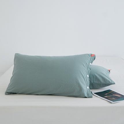 91家纺网 家纺一手货源 找家纺 （总）安莱生活 2023新款水洗棉全棉色织高支高密纽扣款工艺单品枕套