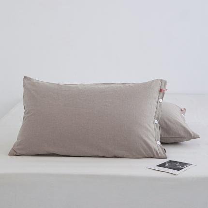 91家纺网 家纺一手货源 找家纺 （总）安莱生活 2023新款水洗棉全棉色织高支高密纽扣款工艺单品枕套