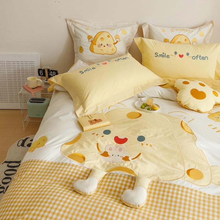 91家纺网 家纺一手货源 找家纺 （总）2025款A类全棉水洗棉贴布绣四件套全棉卡通儿童三件套公主上下铺床套件