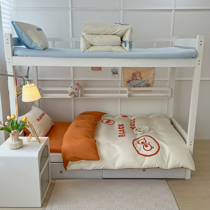 91家纺网 家纺一手货源 找家纺 眠帛 2023新款水洗棉毛巾绣煤球系列学生三件套六件套 煤球焦糖