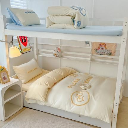 眠帛 2023新款水洗棉毛巾绣煤球系列学生三件套六件套 煤球奶黄